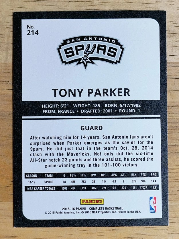 2015-16 Panini Complete #214 Tony Parker