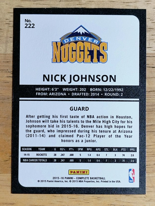2015-16 Panini Complete #222 Nick Johnson