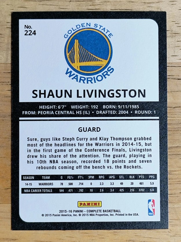 2015-16 Panini Complete #224 Shaun Livingston