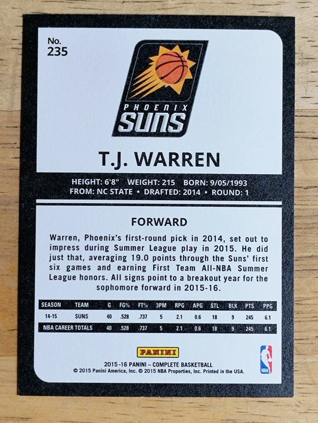 2015-16 Panini Complete #235 T.J. Warren