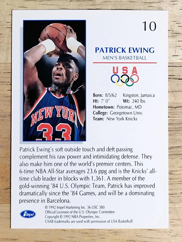 1992 Impel U.S. Olympic Hopefuls #10 Patrick Ewing BK