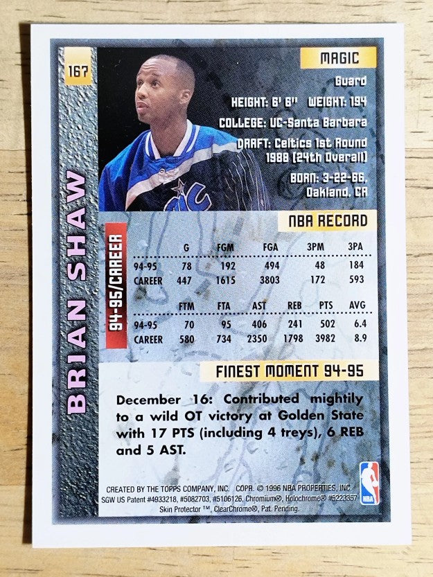 1995-96 Finest #167 Brian Shaw