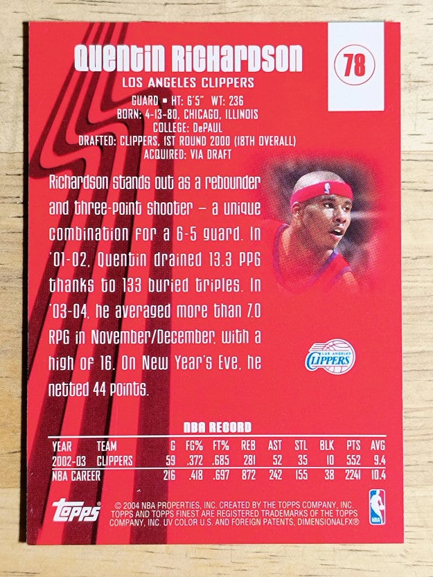 2003-04 Finest #78 Quentin Richardson