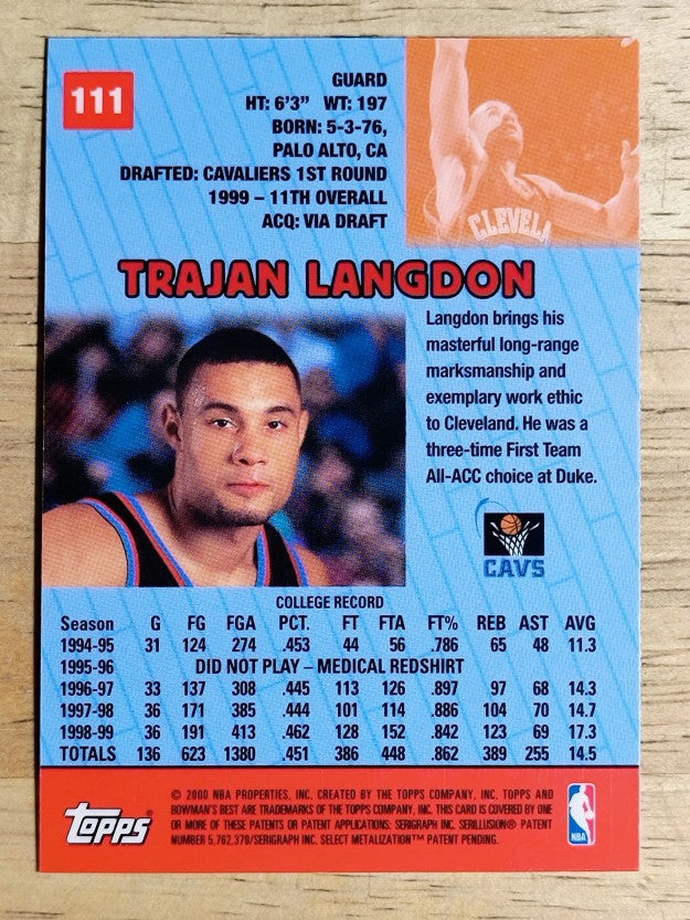 1999-00 Bowman's Best #111 Trajan Langdon RC