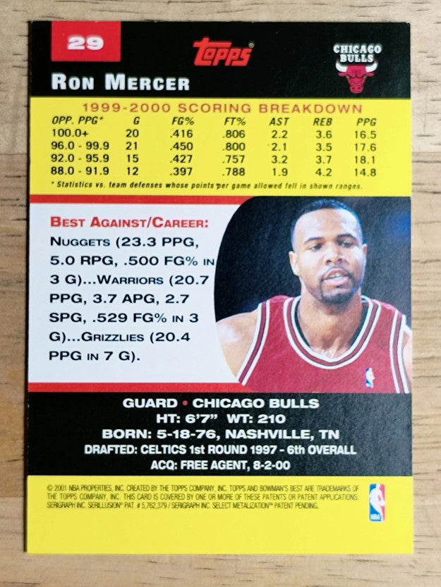 2000-01 Bowman's Best #29 Ron Mercer