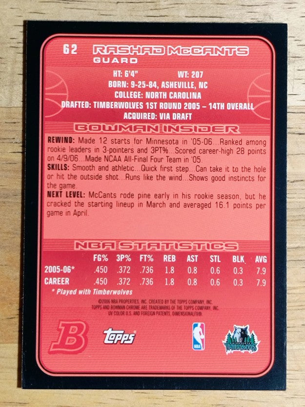 2006-07 Bowman Chrome #62 Rashad McCants