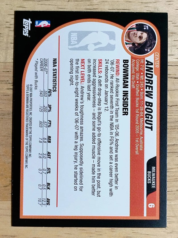 2007-08 Bowman #6 Andrew Bogut