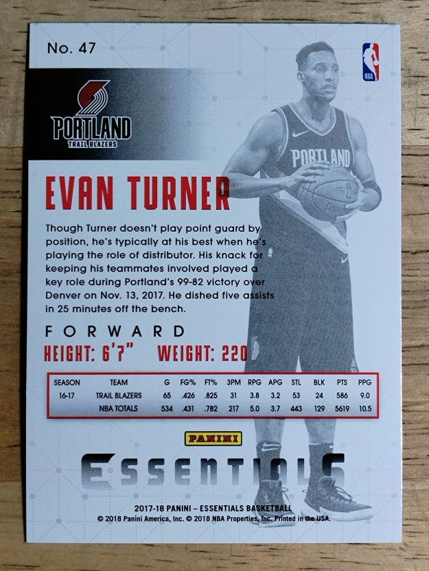 2017-18 Panini Essentials Retail #47 Evan Turner
