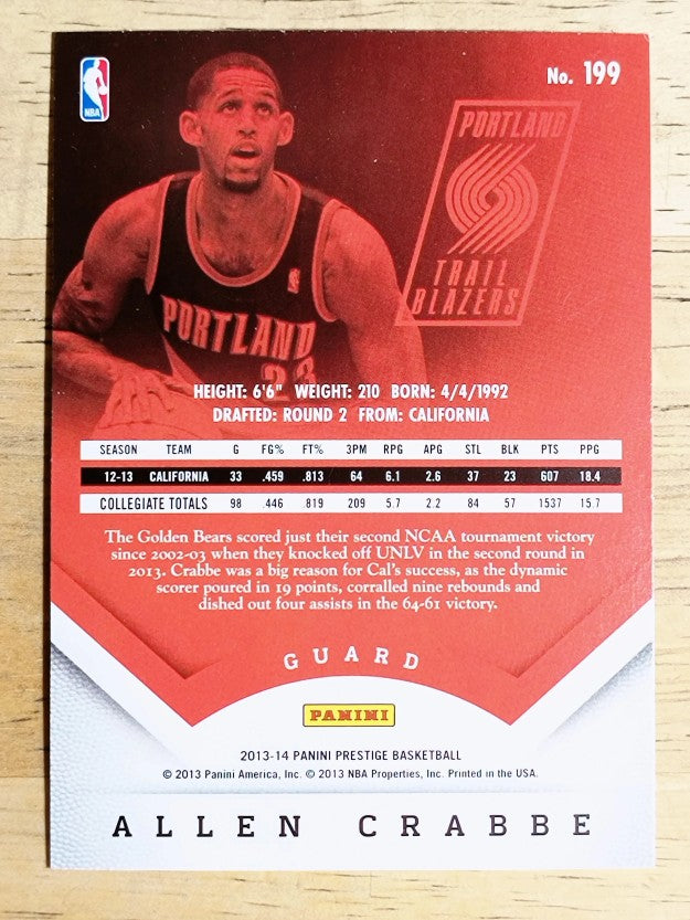 2013-14 Prestige #199 Allen Crabbe RC