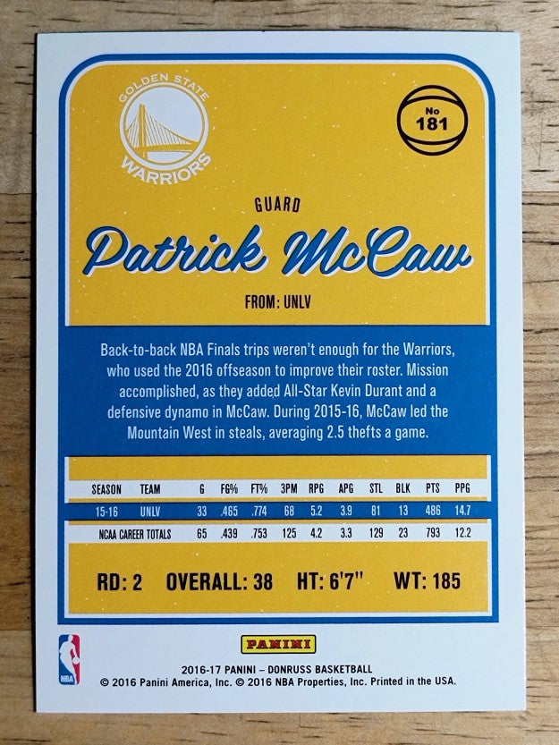 2016-17 Donruss #181 Patrick McCaw RC