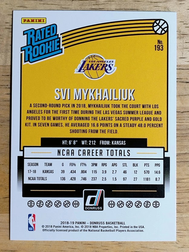 2018-19 Donruss #193 Svi Mykhailiuk RR RC