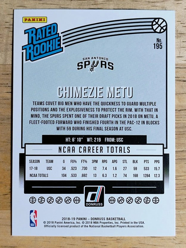 2018-19 Donruss #195 Chimezie Metu RR RC
