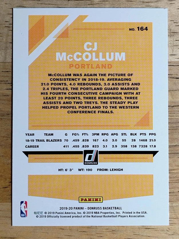 2019-20 Donruss #164 CJ McCollum