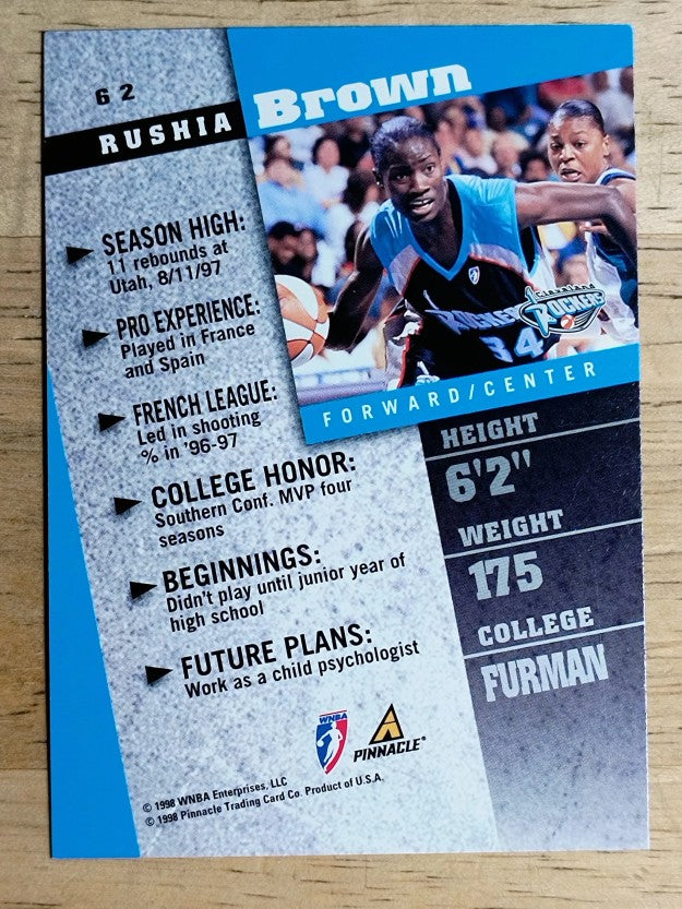 1998 Pinnacle WNBA #62 Rushia Brown RC