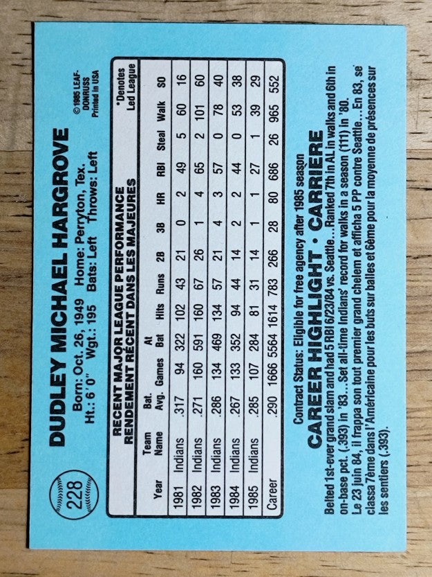 1986 Leaf/Donruss #228 Mike Hargrove