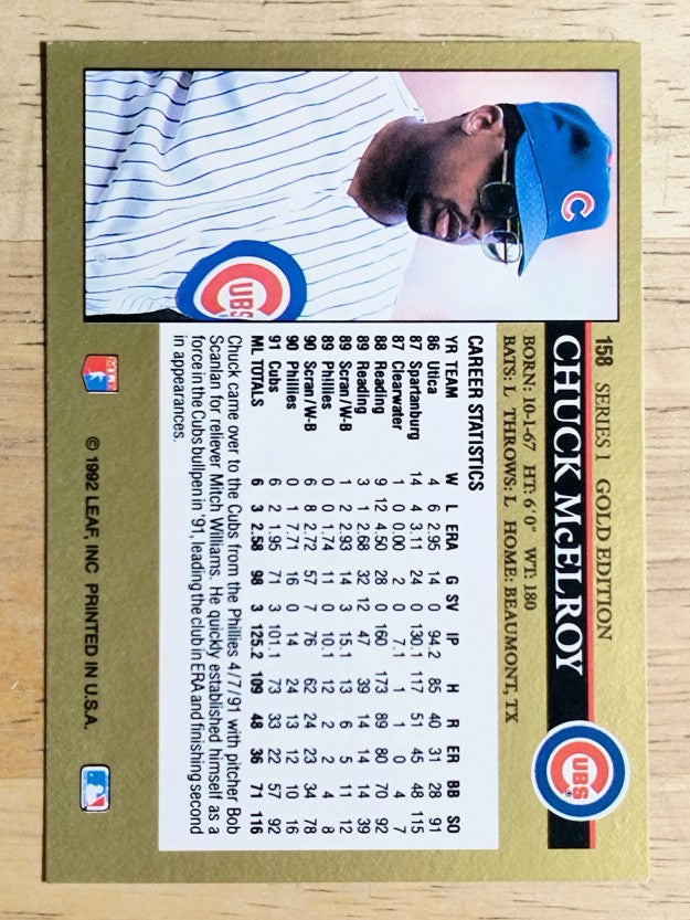 1992 Leaf Black Gold #158 Chuck McElroy