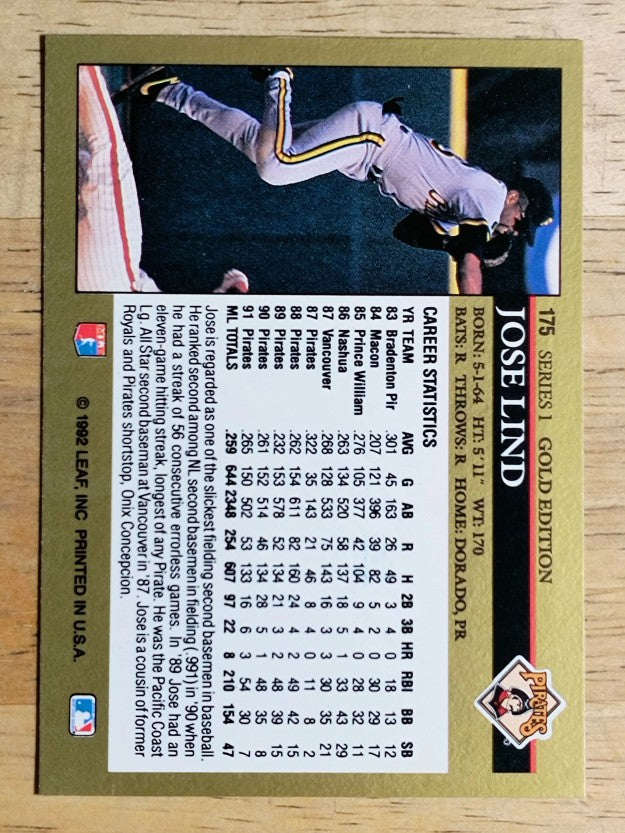 1992 Leaf Black Gold #175 Jose Lind
