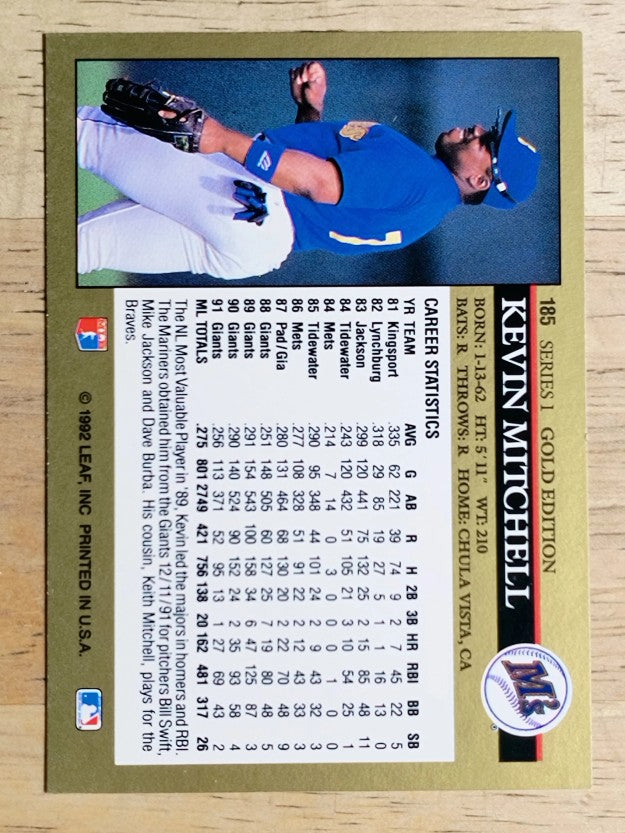 1992 Leaf Black Gold #185 Kevin Mitchell
