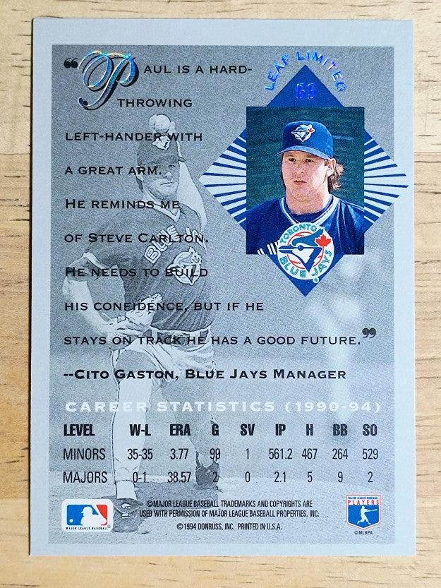 1994 Leaf Limited Rookies #69 Paul Spoljaric