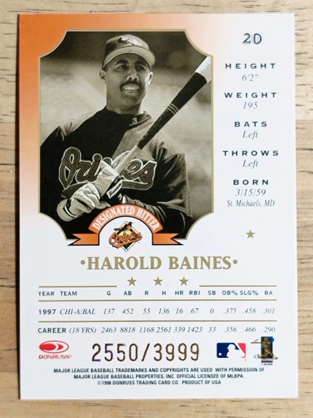 1998 Leaf Fractal Foundations #20 Harold Baines (NM)