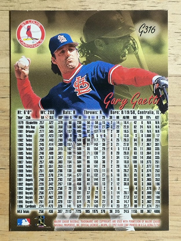 1997 Ultra Gold Medallion #316 Gary Gaetti