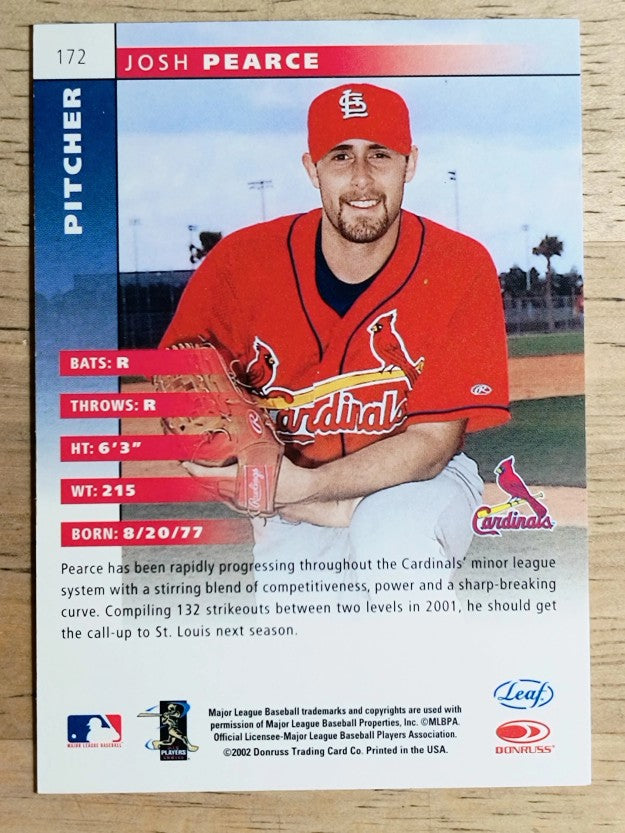 2002 Leaf #172 Josh Pearce ROO (EXMT)