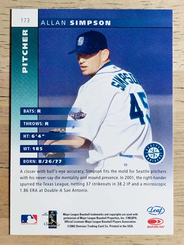 2002 Leaf #173 Allan Simpson ROO RC (EXMT)