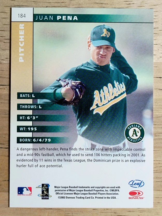 2002 Leaf #184 Juan Pena ROO (NM)