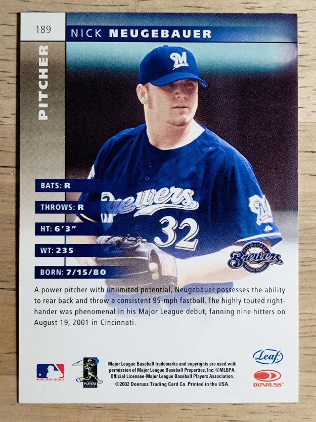 2002 Leaf #189 Nick Neugebauer ROO (NM)