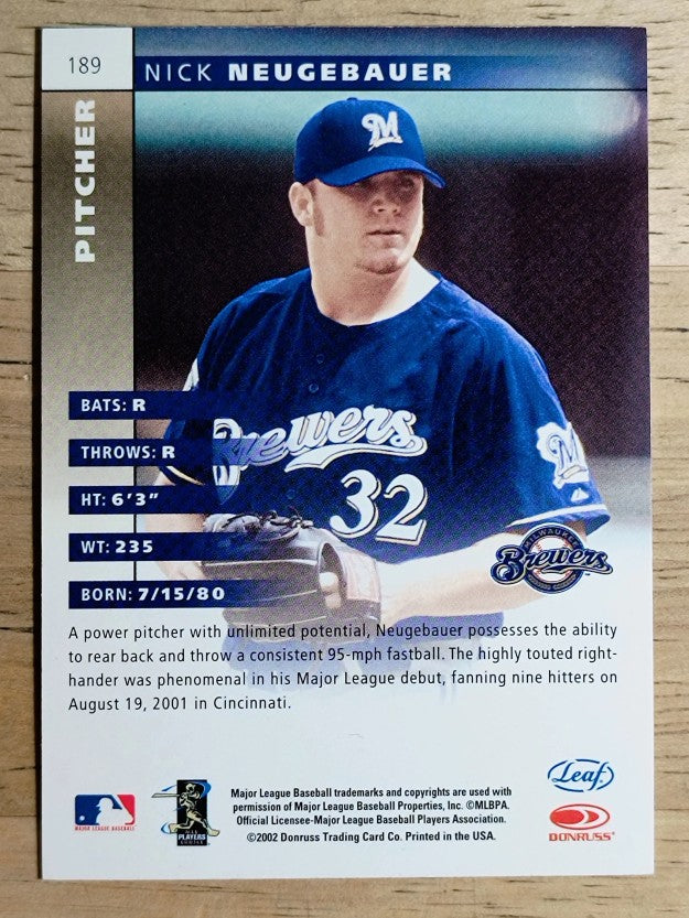 2002 Leaf #189 Nick Neugebauer ROO (EXMT)