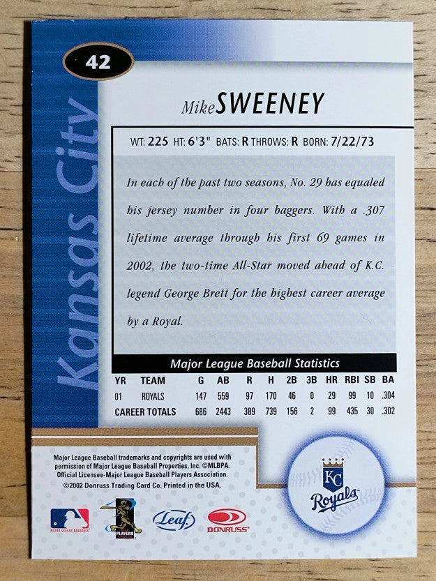 2002 Leaf Certified #42 Mike Sweeney