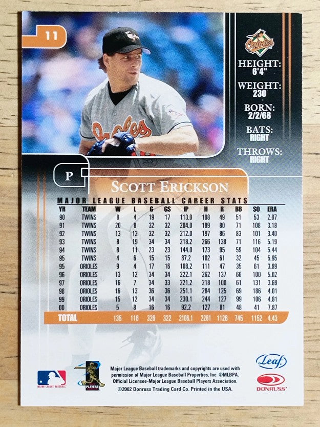 2002 Leaf Rookies and Stars #11 Scott Erickson