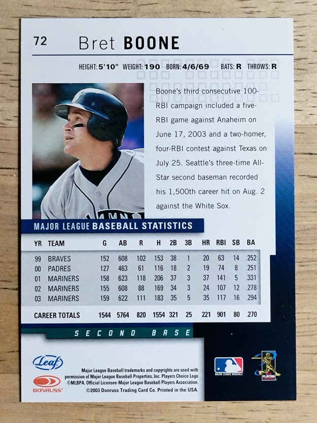 2004 Leaf Second Edition #72 Bret Boone