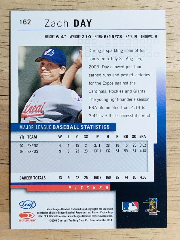 2004 Leaf Second Edition #162 Zach Day