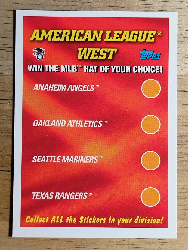 2002 Topps Logo Hat Race #NNO American League West