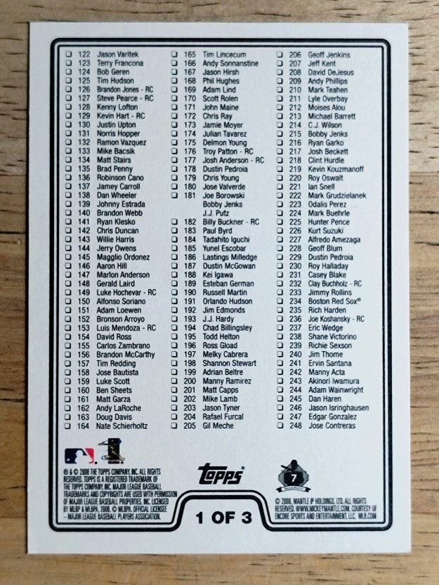 2008 Topps Checklists Retail Series 1 #1 1-248