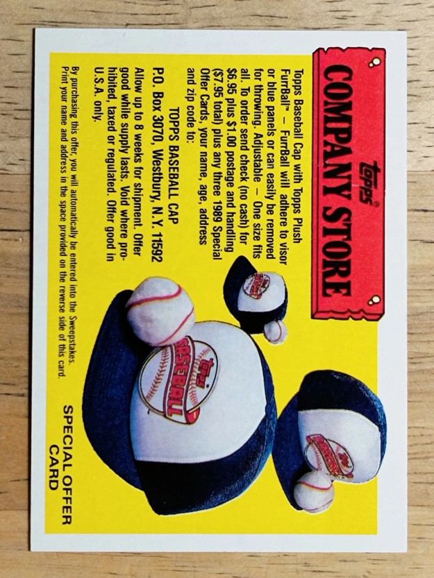 1989 Topps Company Store #NNO Baseball Hat Offer/Gray Back