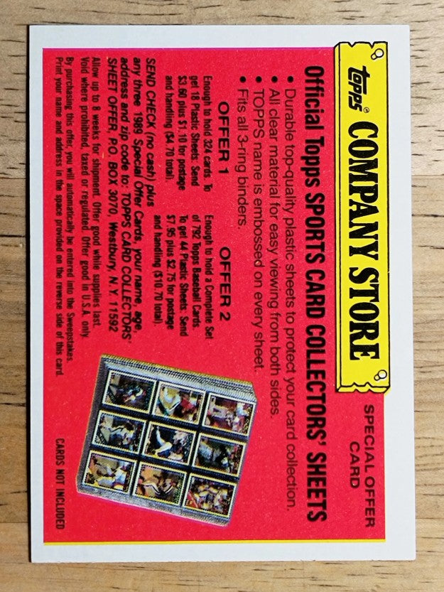 1989 Topps Company Store #NNO Baseball Card Offer/Gray Back