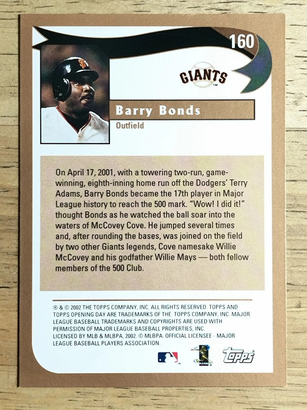 2002 Topps Opening Day #160 Barry Bonds HL