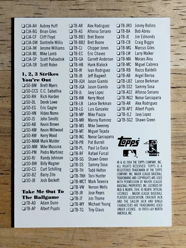 2004 Topps Cracker Jack Checklists #2 167-Inserts