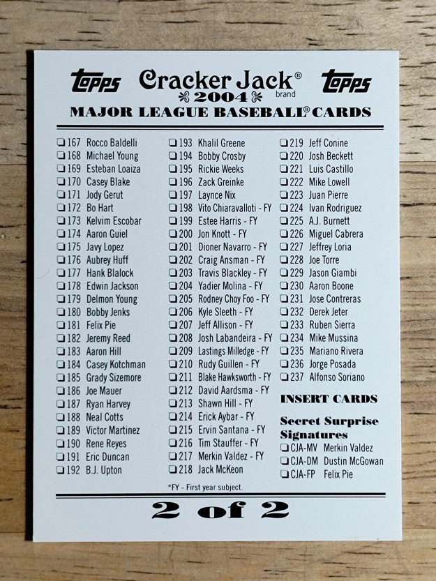 2004 Topps Cracker Jack Checklists #2 167-Inserts