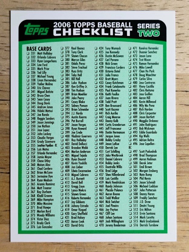 2006 Topps Checklists Green Series 2 #1 331-639