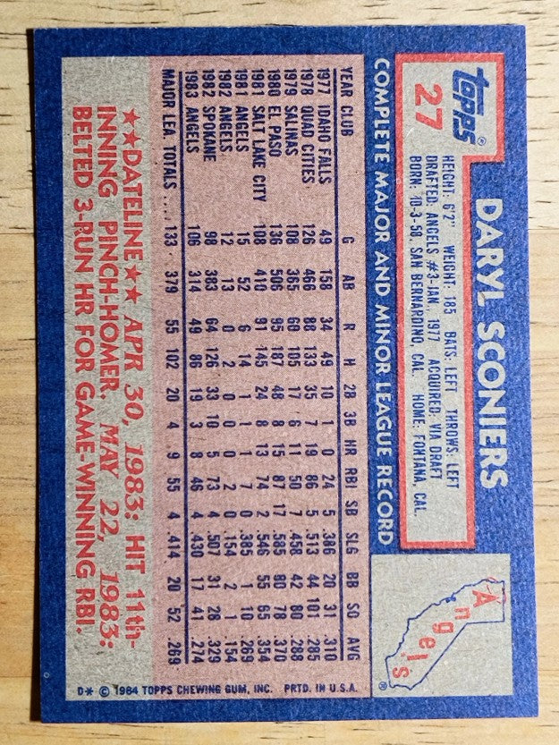 1984 Topps #27 Daryl Sconiers