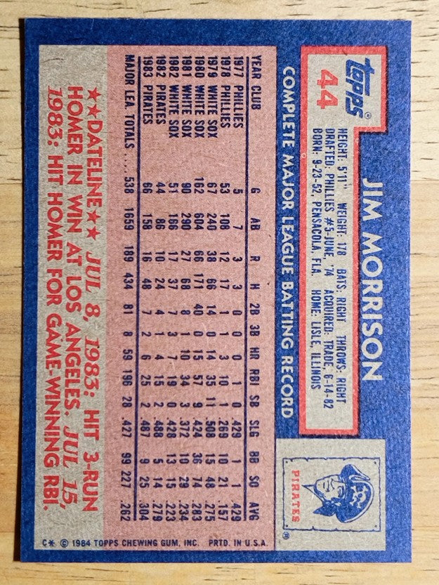 1984 Topps #44 Jim Morrison