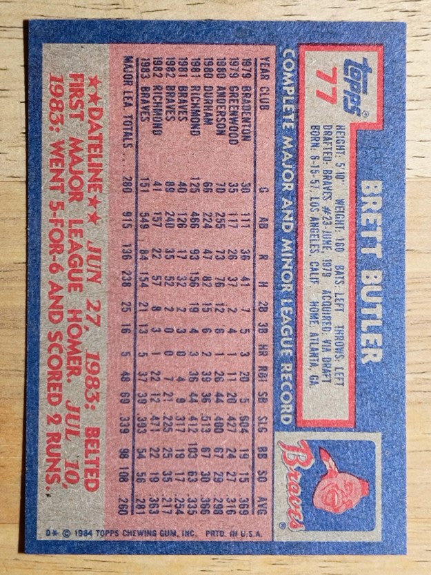 1984 Topps #77 Brett Butler