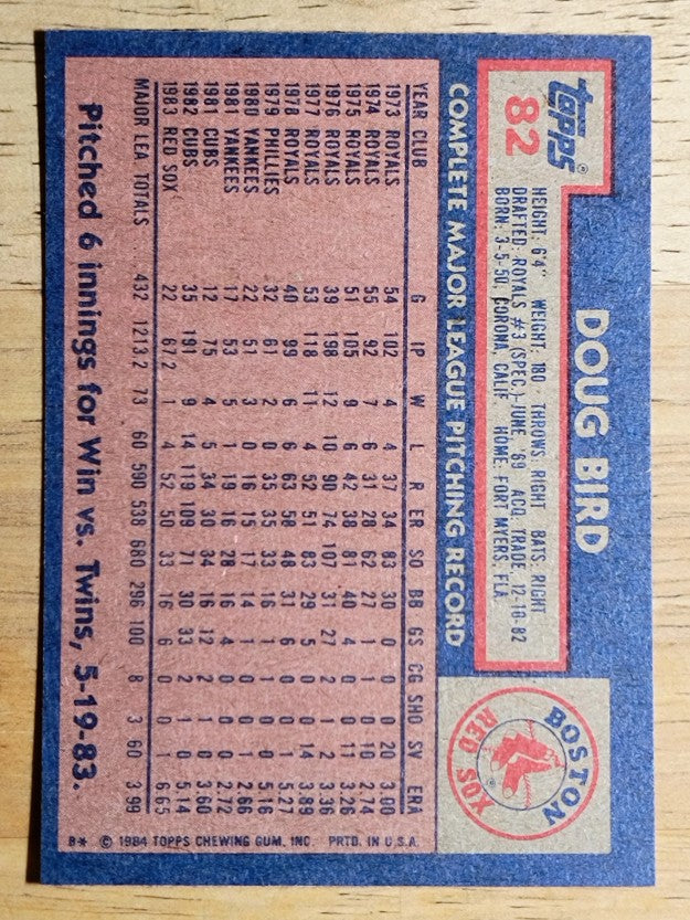 1984 Topps #82 Doug Bird
