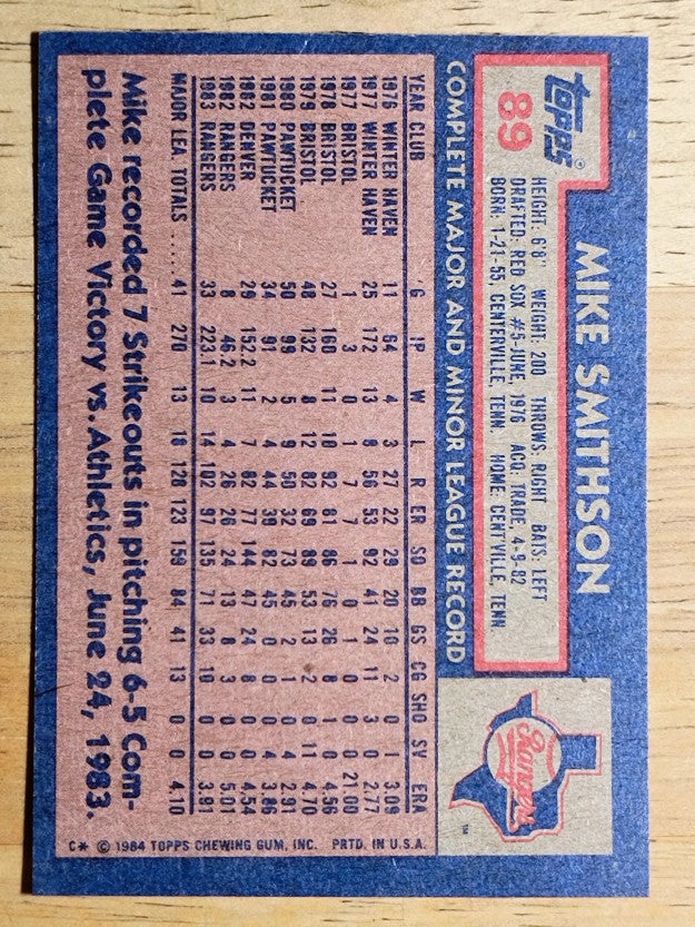 1984 Topps #89 Mike Smithson