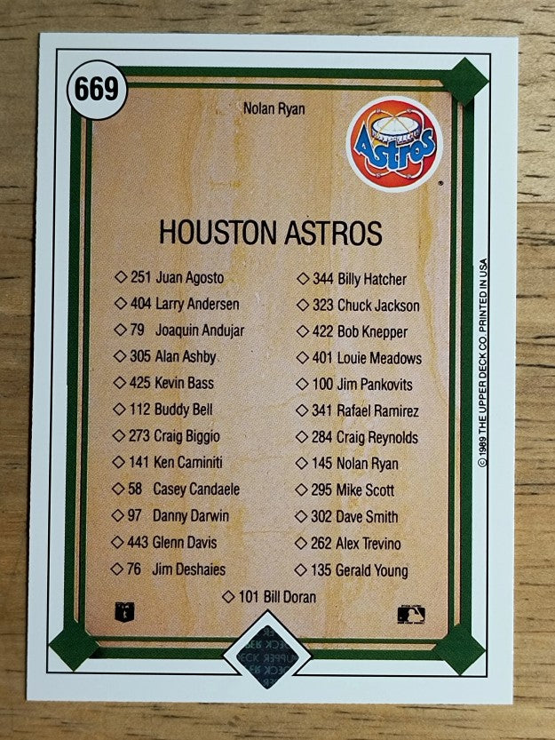 1989 Upper Deck #669 Nolan Ryan TC