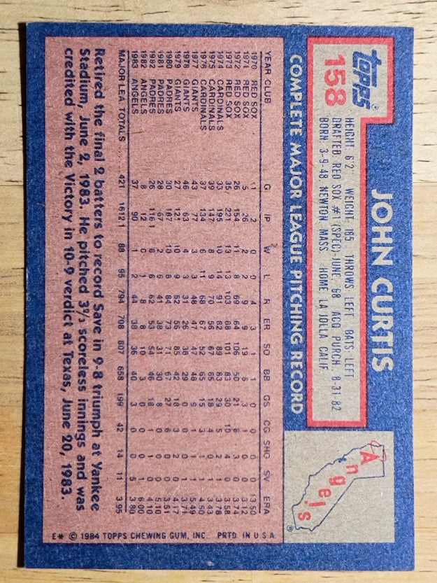 1984 Topps #158 John Curtis