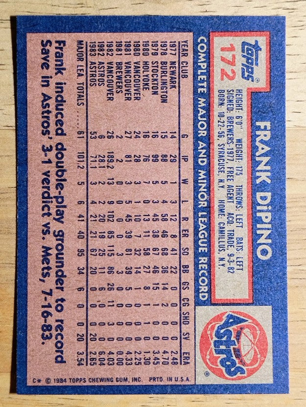 1984 Topps #172 Frank DiPino